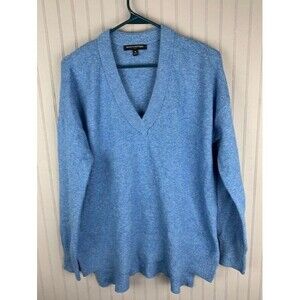 Banana Republic Size M Mens Sweater Long Sleeve Blue V Neck High Low Hem